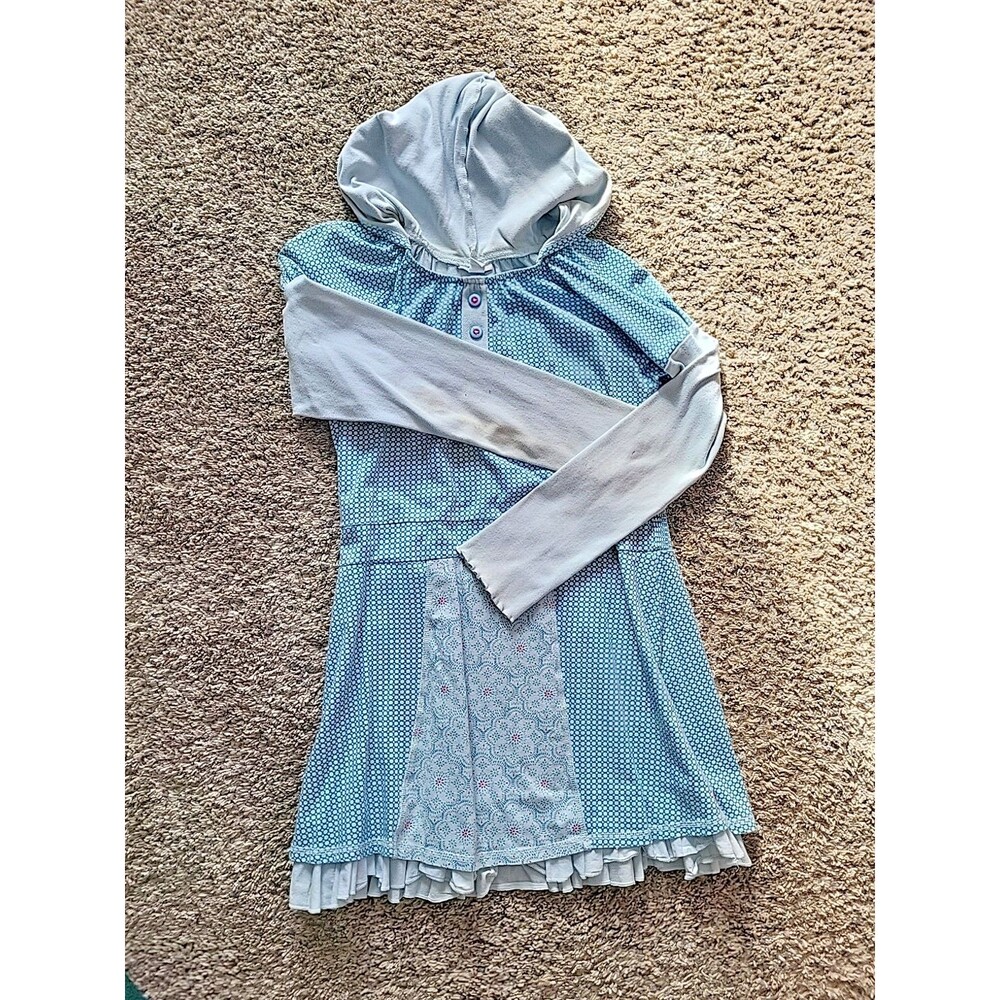 Naartjie Kids Green Hooded Long-Sleeve Dress Tunic With Ruffled Skirt 16Y